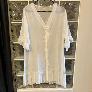 White Button-Up Swim Cover